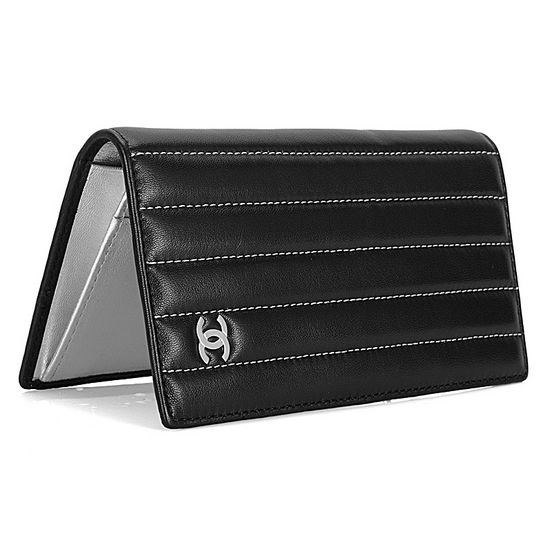 High Quality Chanel Lambskin Bi-Fold Wallets A30043 Black